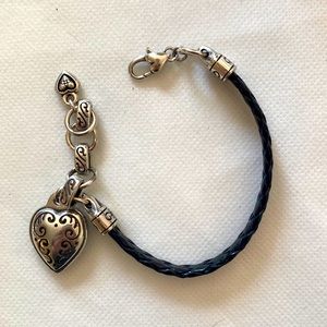 Brighton silver and faux leather bracelet 8”